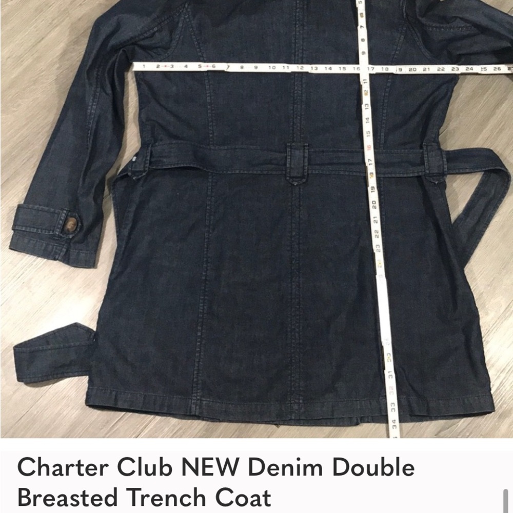 Charter Club NEW Denim Double Breasted Trench Coat - Picture 6 of 6